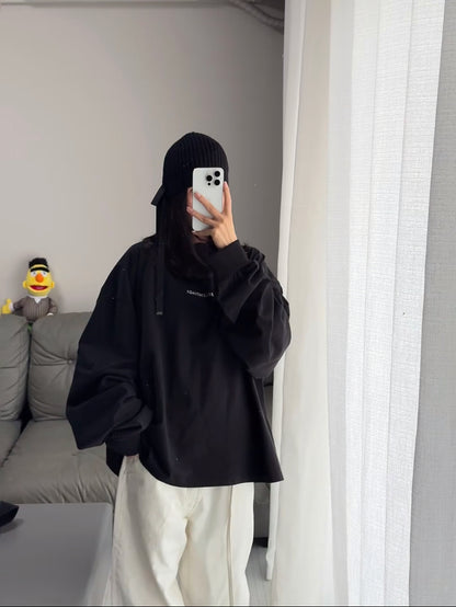 주말QZ / 발렌시아가  레터링 스톤 긴팔 소매 밴딩 티셔츠