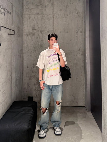 주말QZ / 발렌시아가  컬러풀 레터링 반팔 티셔츠
