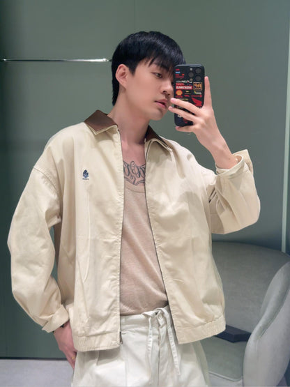 주말QZ / 프라다  자수 가죽 칼라 지퍼 자켓