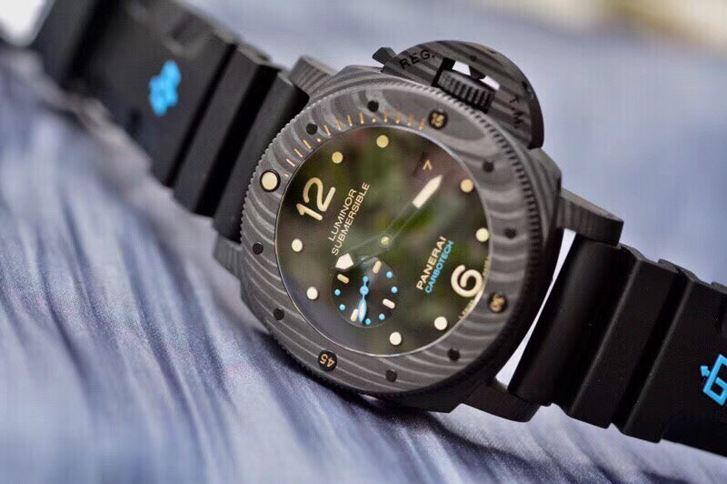 VS공장 V3 파네라이 PAM616 카보덱 블루 로고 블랙 러버스트랩