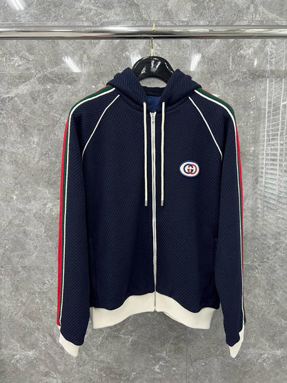 Marble / Gucci Men's Wool Jersey Jacket Web Blue