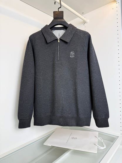 zb / 브루넬로 쿠치넬리  반집업 칼라 폴로 셔츠