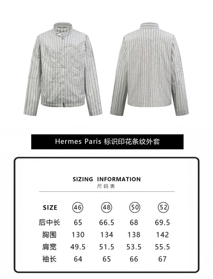 zb / 에르메스  프린트 스트라이프 지퍼 아우터
