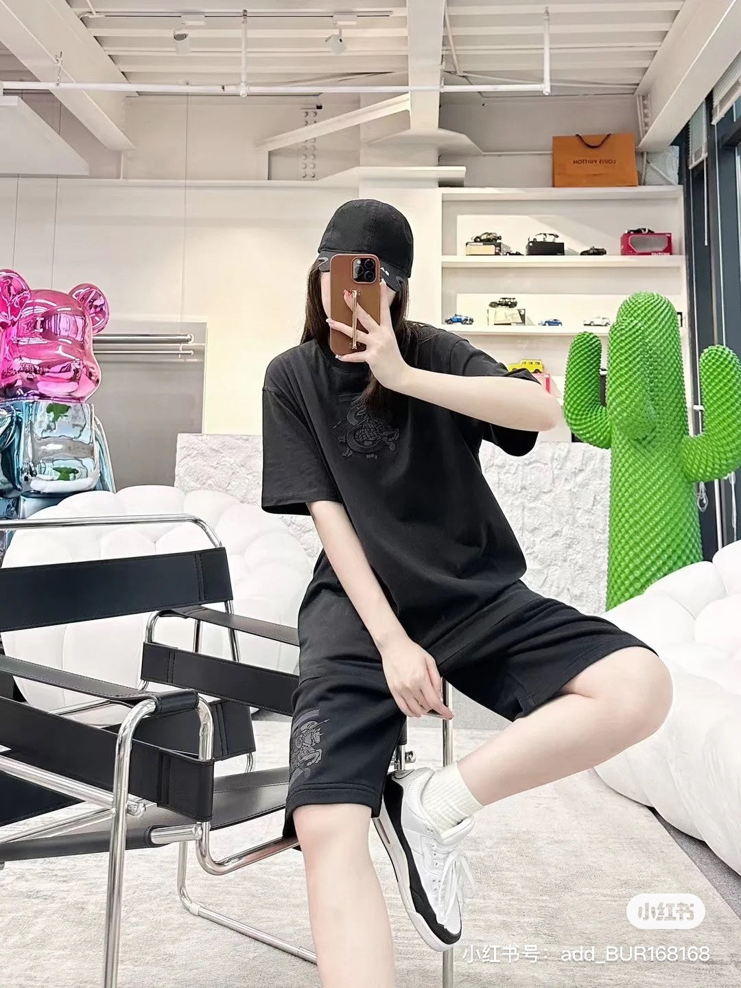 대리석 / 버버리 오프셋 자수 T, BBR23 봄 여름 신풍, 군마 로고 티셔츠