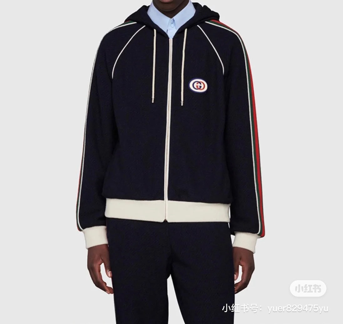 Marble / Gucci Men's Wool Jersey Jacket Web Blue