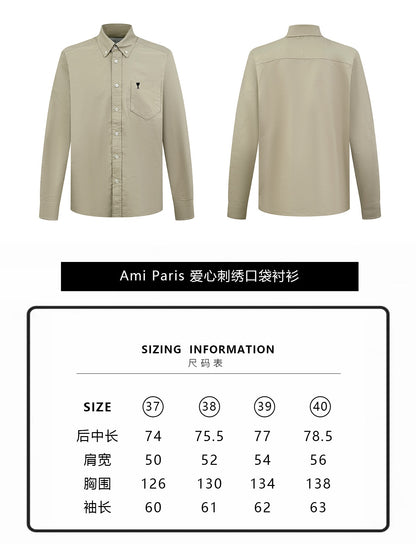 zb / 아미 파리  자수 포켓 긴팔 셔츠