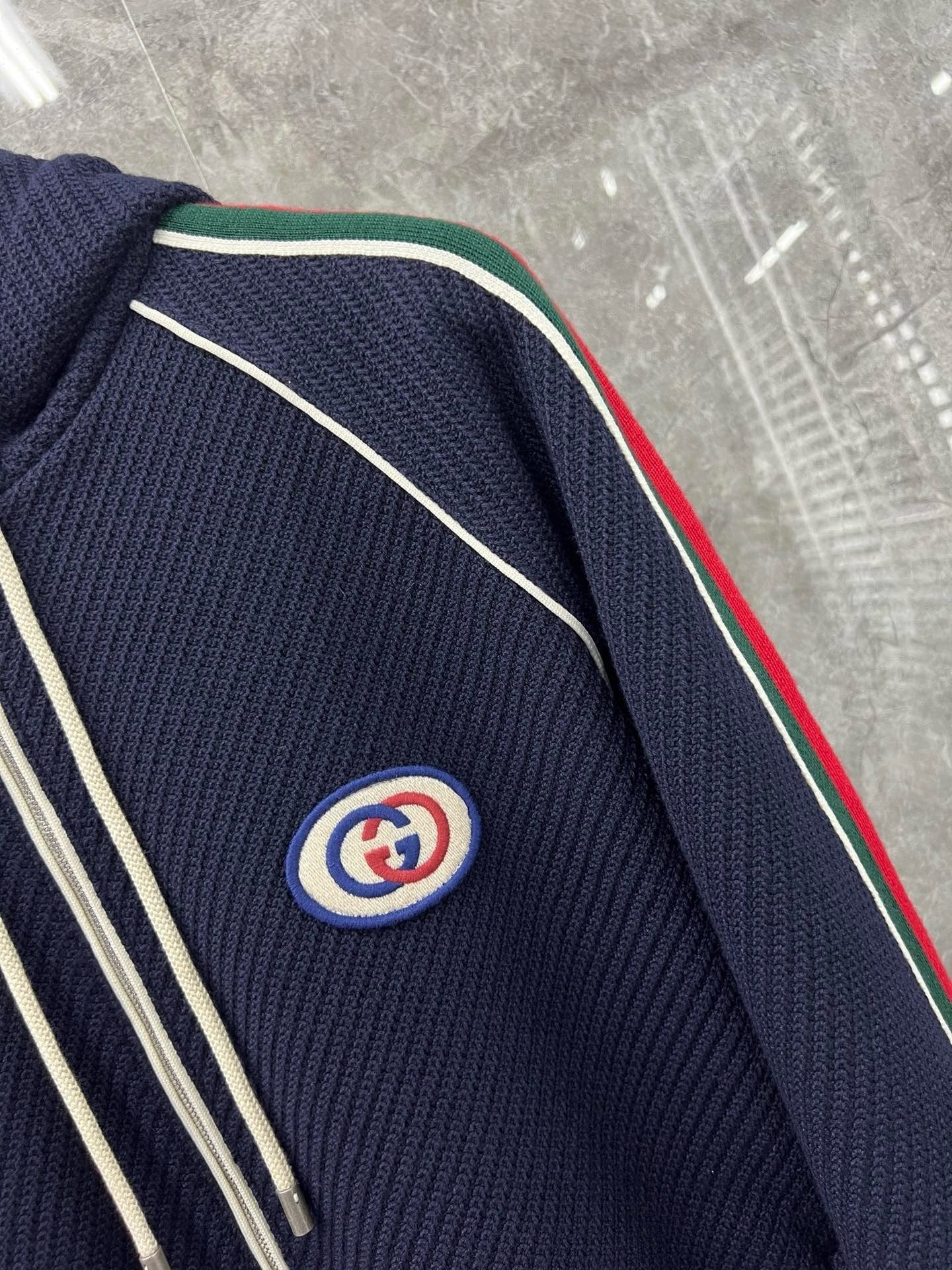 Marble / Gucci Men's Wool Jersey Jacket Web Blue
