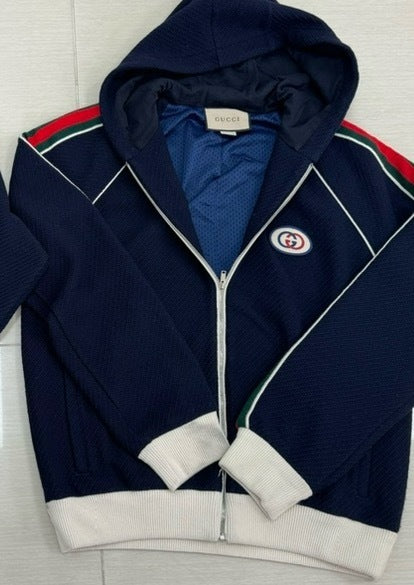 Marble / Gucci Men's Wool Jersey Jacket Web Blue