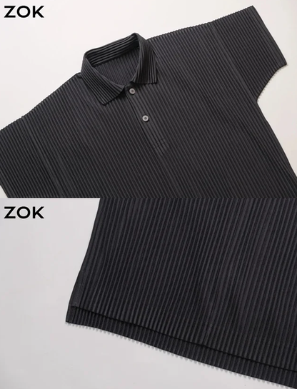 ZOK / 이세이미야케 반팔 단추 폴로 셔츠