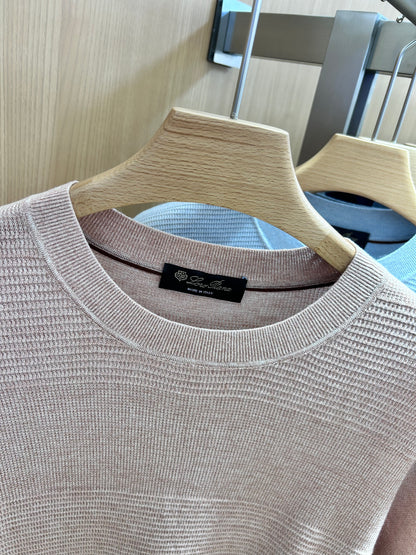 아밍 / 로로피아나 라운드넥 니트 반팔 폴로