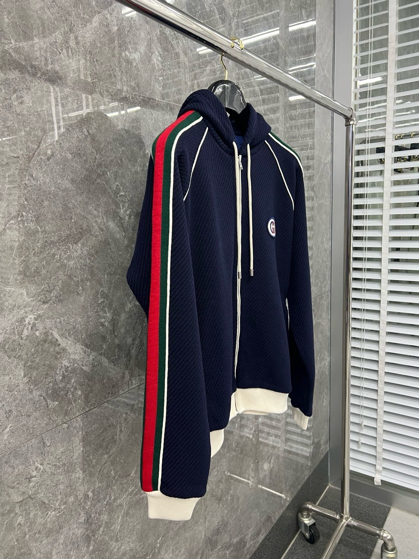 Marble / Gucci Men's Wool Jersey Jacket Web Blue