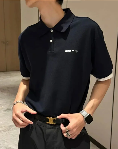 ZOK / 미우미우 레이어드 느낌 폴로 반팔 셔츠