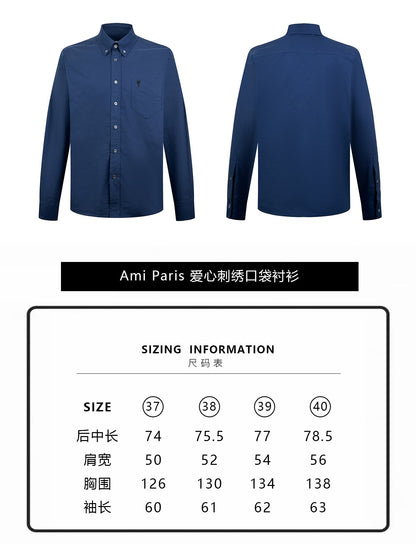 zb / 아미 파리  자수 포켓 긴팔 셔츠