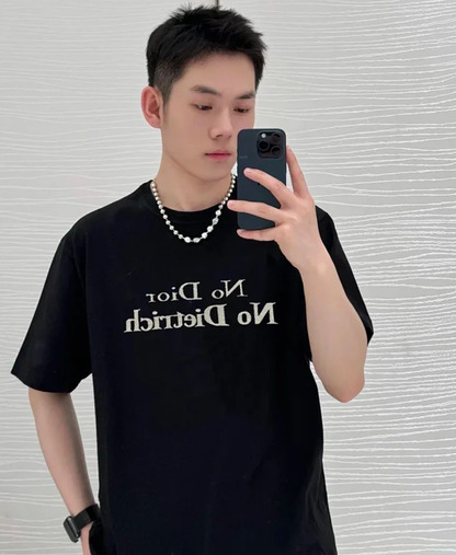 ZOK / 디올 자수 문구 반팔티