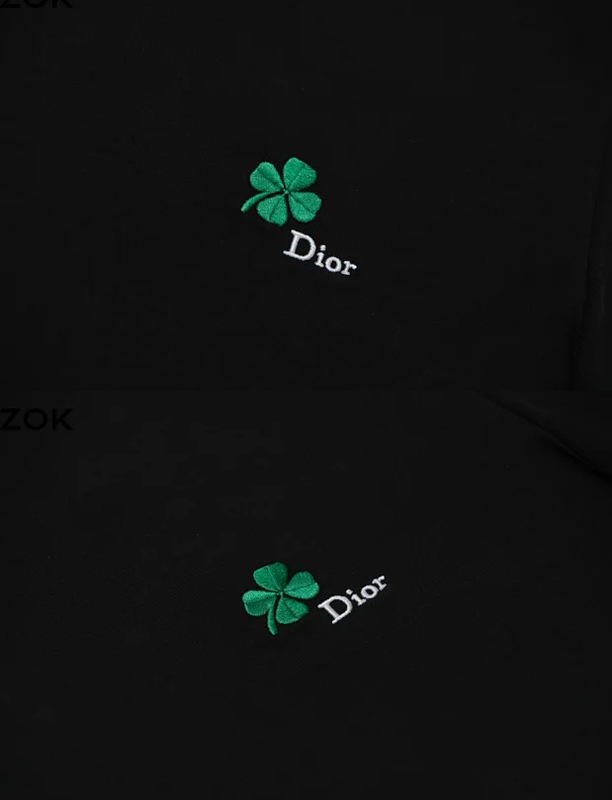 ZOK / 디올 클로버 자수 반팔 티셔츠