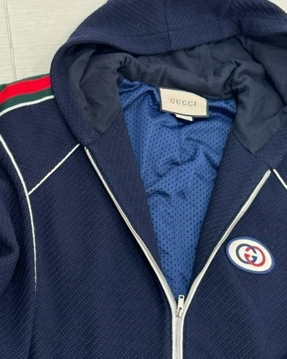Marble / Gucci Men's Wool Jersey Jacket Web Blue