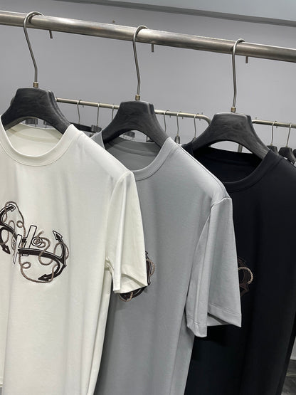 아밍 / 에르메스 26SS 여름 신상 앵커 로프 자수 남성용 라운드넥 반팔 티셔츠
