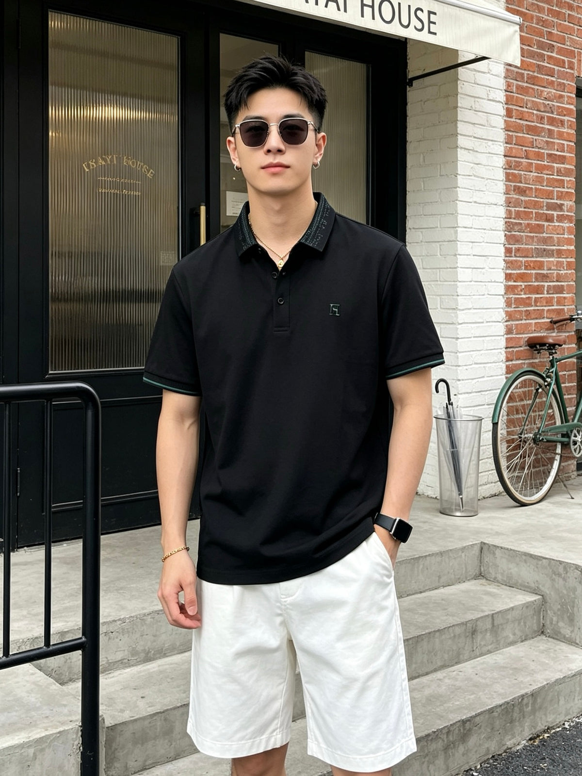아밍 / 에르메스 컬러 대비 H 자수 폴로셔츠
