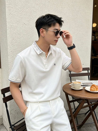 아밍 / 에르메스 컬러 대비 H 자수 폴로셔츠