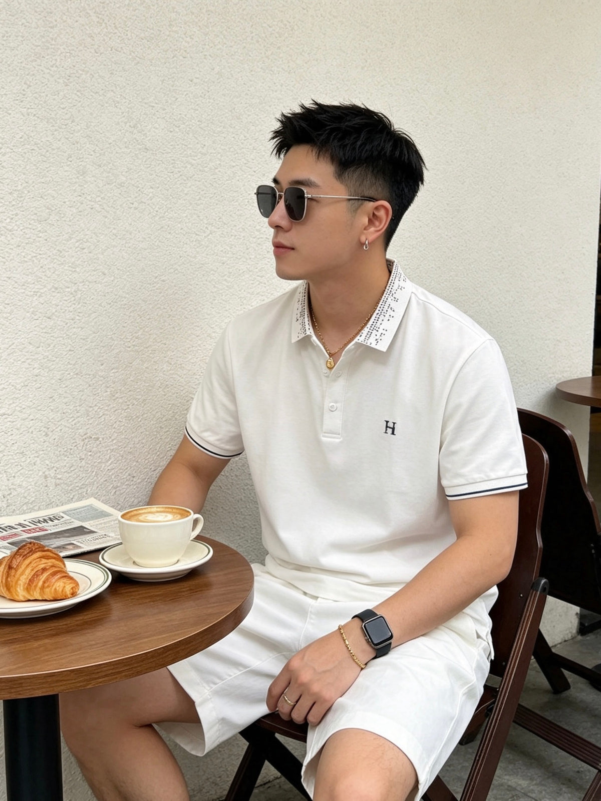 아밍 / 에르메스 컬러 대비 H 자수 폴로셔츠