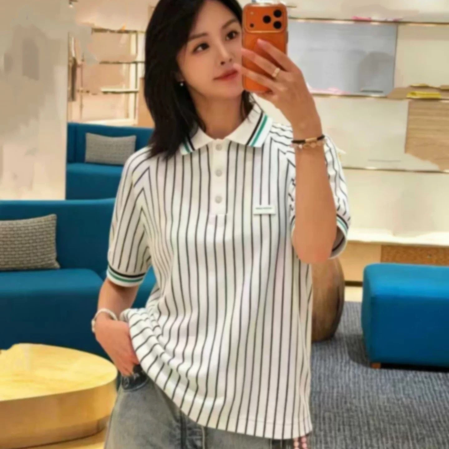 BVG / 루이비통 로고 스트라이프 폴로 셔츠