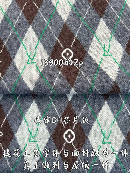 v공장 / 루이비통 아가일 체크 크루넥 메리노 울 니트