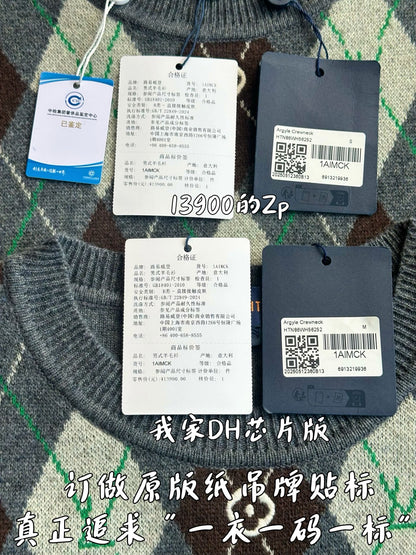 v공장 / 루이비통 아가일 체크 크루넥 메리노 울 니트