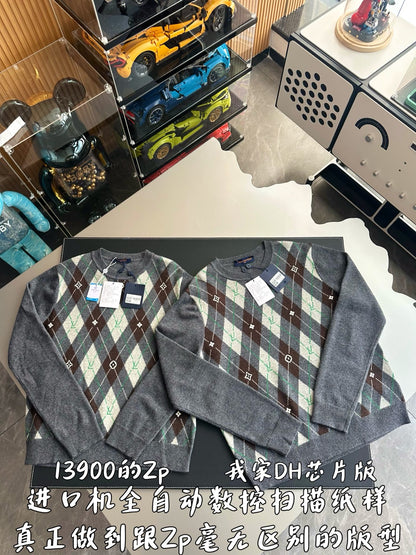 v공장 / 루이비통 아가일 체크 크루넥 메리노 울 니트
