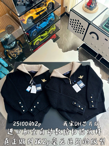 v공장 / 루이비통 2025 1AHC13 청키 울 블렌드 하프 집 풀오버 니트