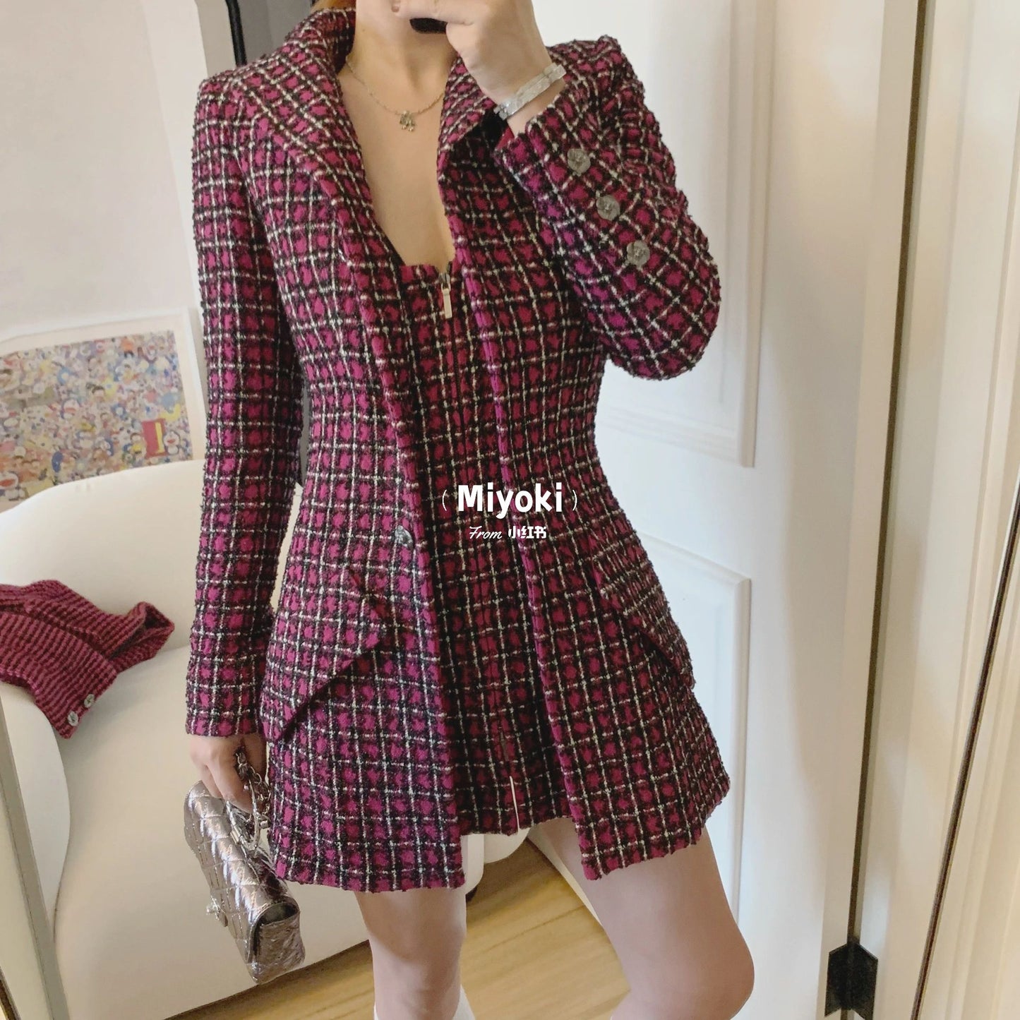 타지아 / 샤넬 23A 가짜 투피스 비즈 재킷