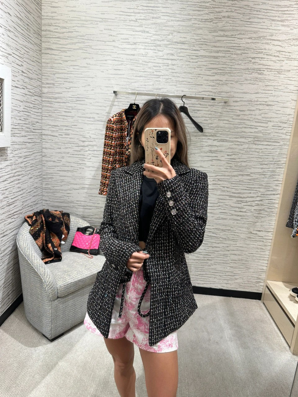 타지아 / 샤넬 23A 가짜 투피스 비즈 재킷