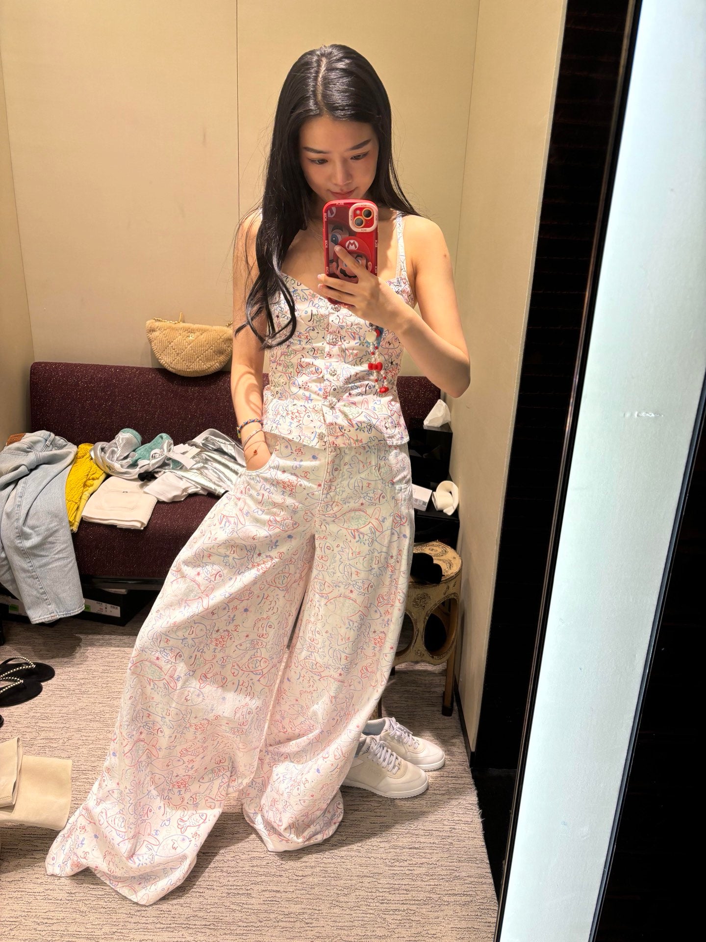 타지아 / 샤넬 25c  컬러풀 피쉬 그래피티 캐미솔 팬츠