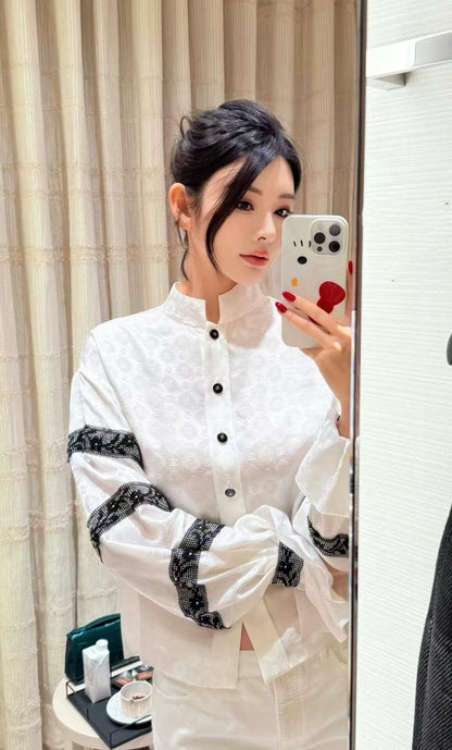 타지아 / 샤넬 25c 헤비 자카드 비즈 실크 셔츠