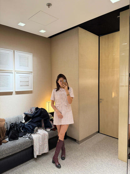 타지아 / 샤넬 25c 핑크 플레드 소프트 드레스