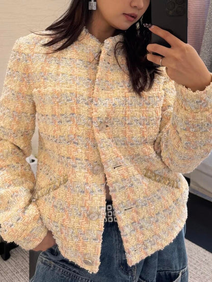 타지아 / 샤넬25p 옐로우 플레드 소프트 나일론 재킷