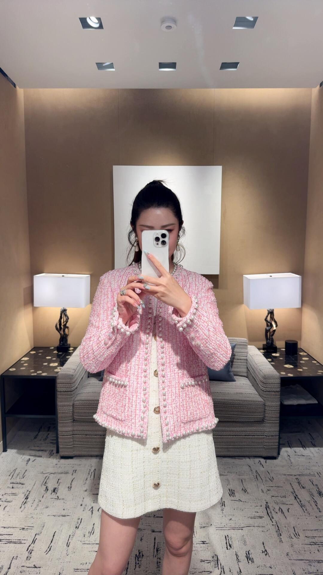 타지아 / 샤넬  핑크 펄 소프트 나일론 재킷