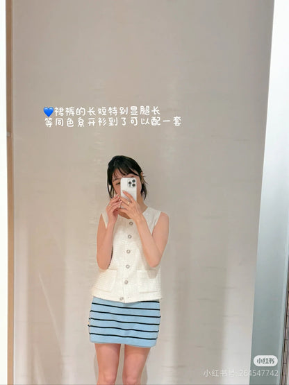 타지아 / 샤넬 25s 화이트 스팽글 트위드 조끼