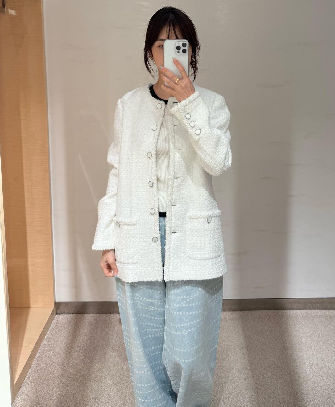 타지아 / 샤넬 25s 화이트 소프트 나일론 재킷
