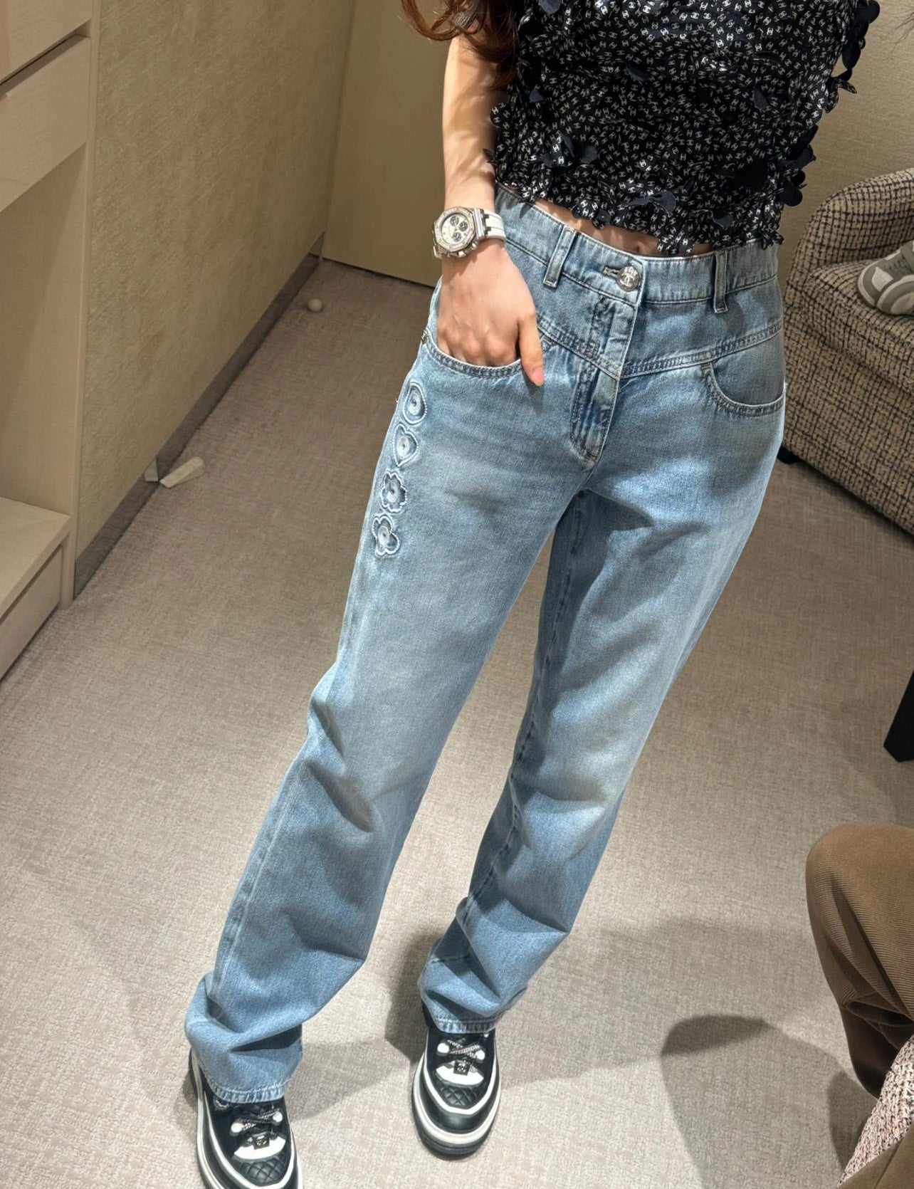 타지아 / 샤넬  25coco 비치 자수 데님 팬츠
