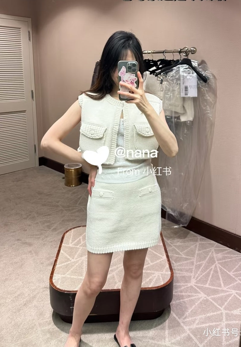 타지아 / 샤넬 25a 화이트 니트 조끼