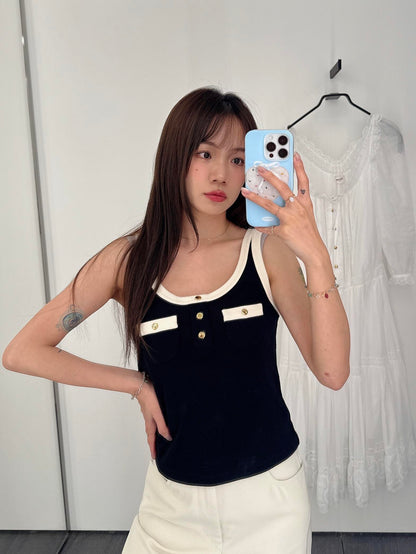 타지아 / 샤넬  25 여름 콘트라스트 니트 조끼