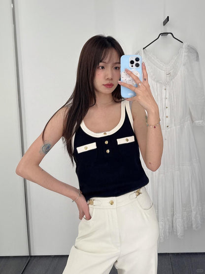 타지아 / 샤넬  25 여름 콘트라스트 니트 조끼