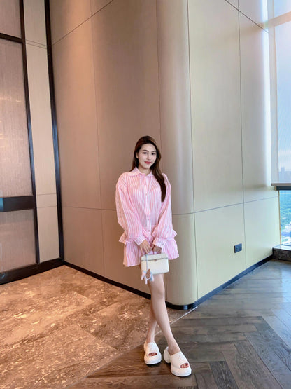 타지아 / 샤넬 라펠 스트라이프 케이크 드레스
