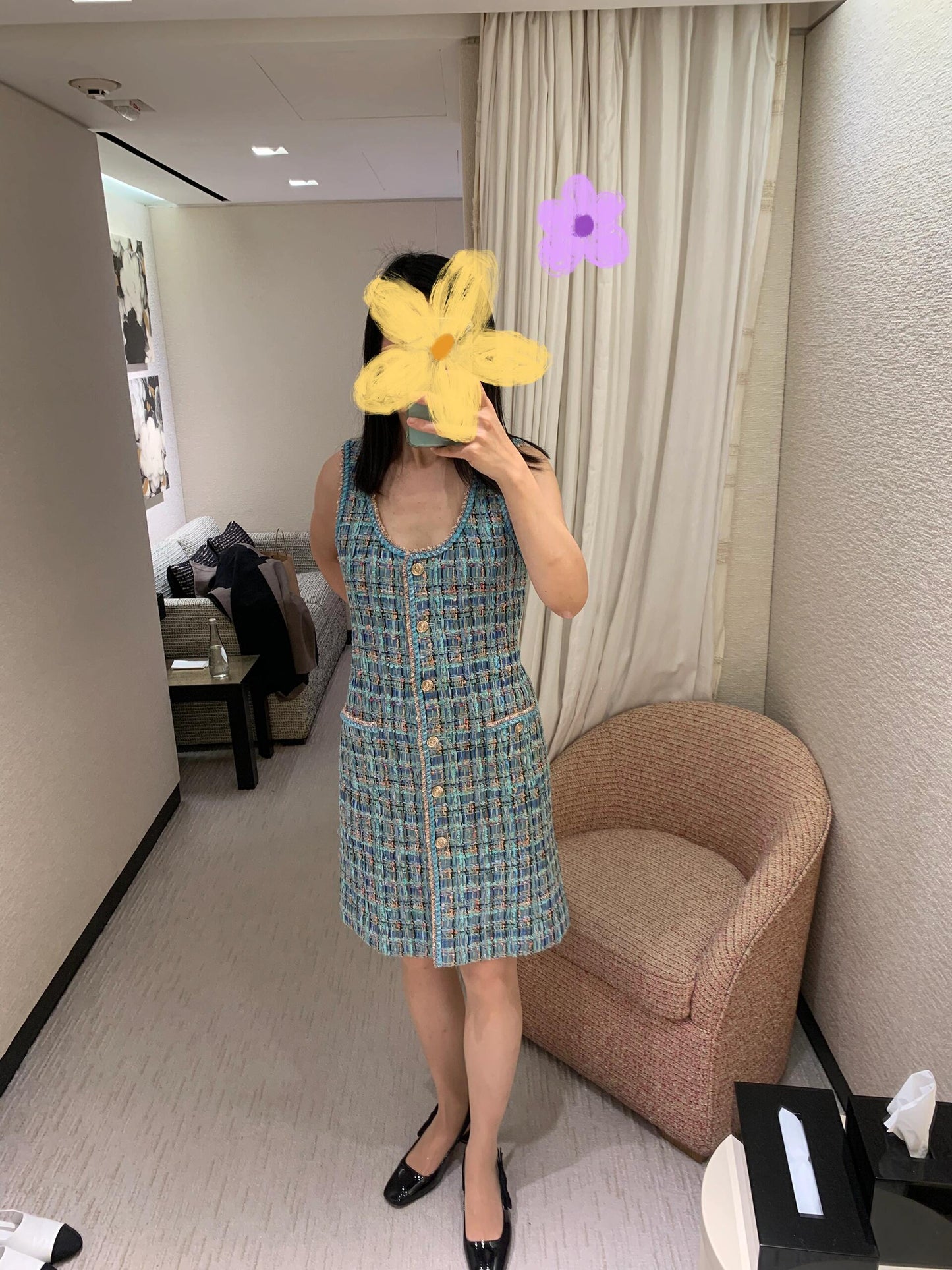타지아 / 샤넬 25a 체크 무늬 트위드 드레스