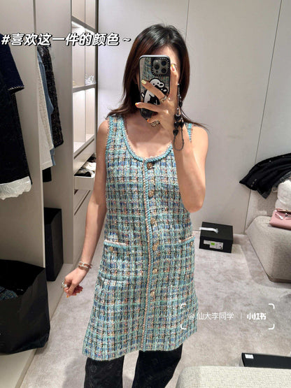 타지아 / 샤넬 25a 체크 무늬 트위드 드레스