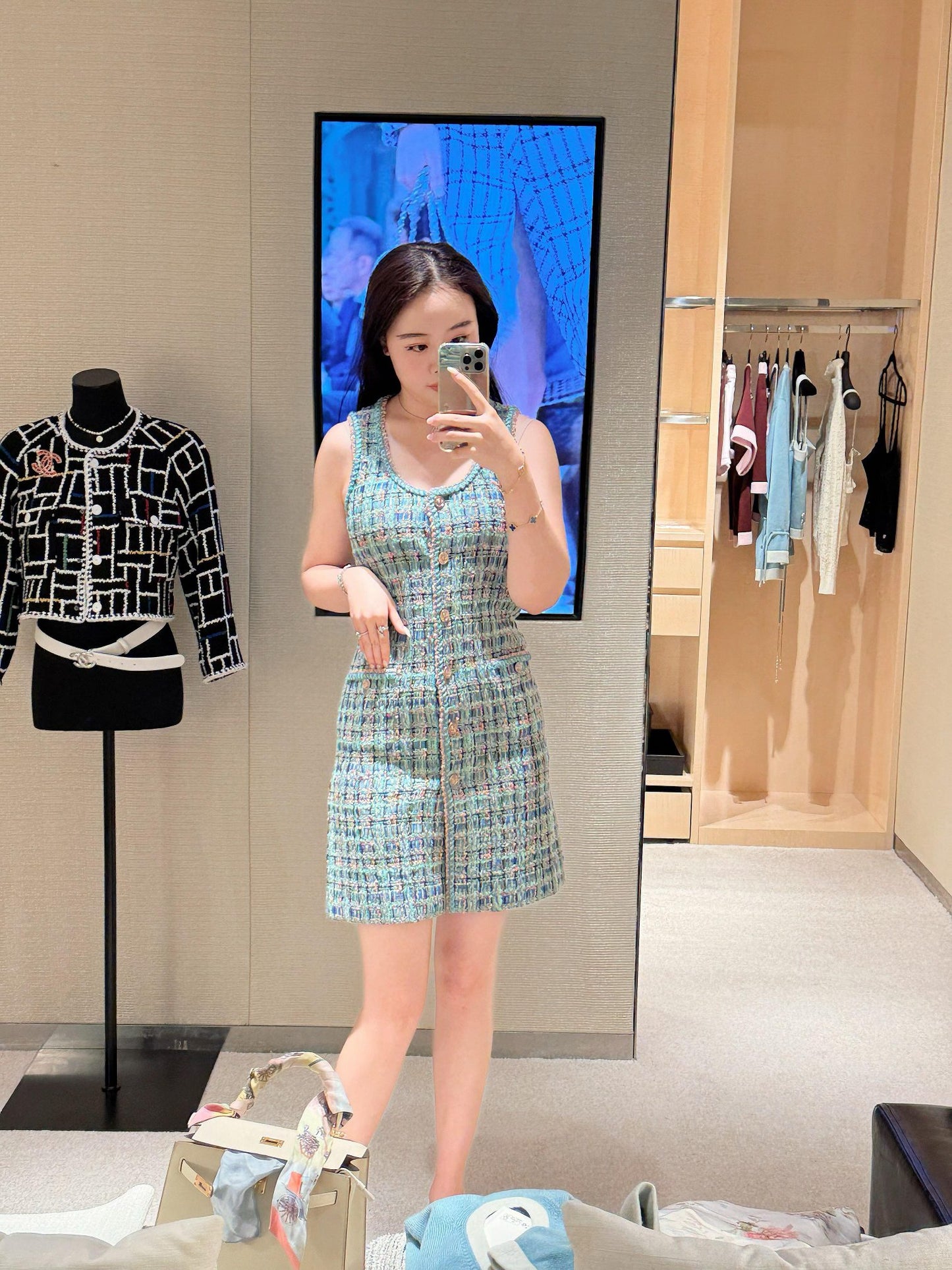 타지아 / 샤넬 25a 체크 무늬 트위드 드레스