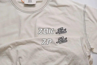 ZOK / 아미 반팔티I 레터링 자수 반팔