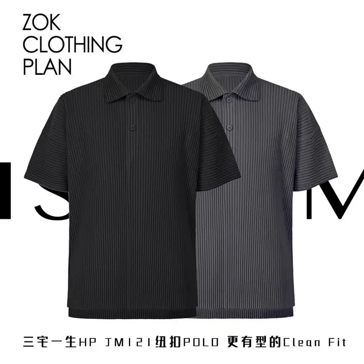 ZOK / 이세이미야케 반팔 단추 폴로 셔츠
