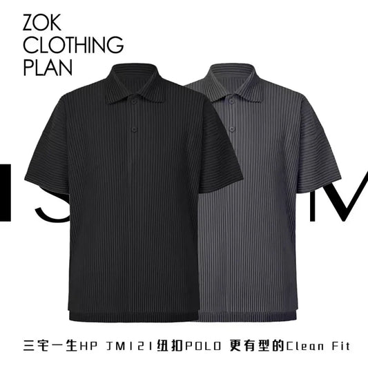 ZOK / 이세이미야케 반팔 단추 폴로 셔츠