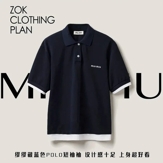 ZOK / 미우미우 레이어드 느낌 폴로 반팔 셔츠